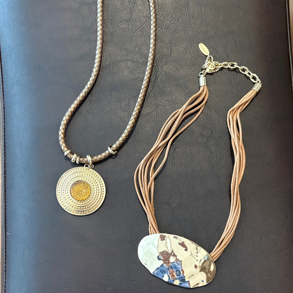 Gold and Taupe Womens Pendant Necklace Set - Elegant Layered Styles